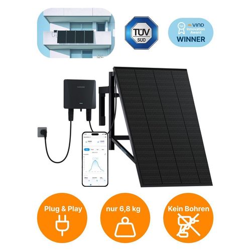 Balkonkraftwerk SUNSHARE 200W Beton-Balkon – Solarmodul mit Mikrowechselrichter, Schukostecker & Befestigung