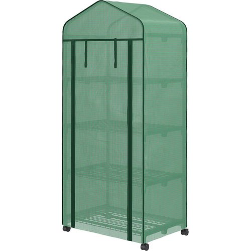 Foliengewächshaus mit Rolle, Gewächshaus mit 4 Regale, Folien Treibhaus mit Stahlrahmen, für Garten, Balkon 69 x 50 x 165 cm, Grün