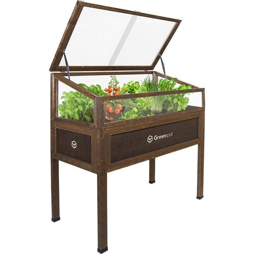 Greenspot Vintage Hochbeet mit Haube 110x55x120cm Palisanderbraun Dunkel