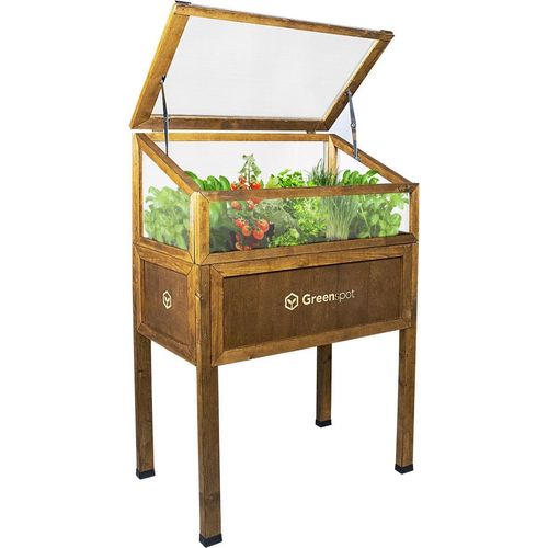 Greenspot Vintage Hochbeet mit Haube 80x45x120cm Palisanderbraun