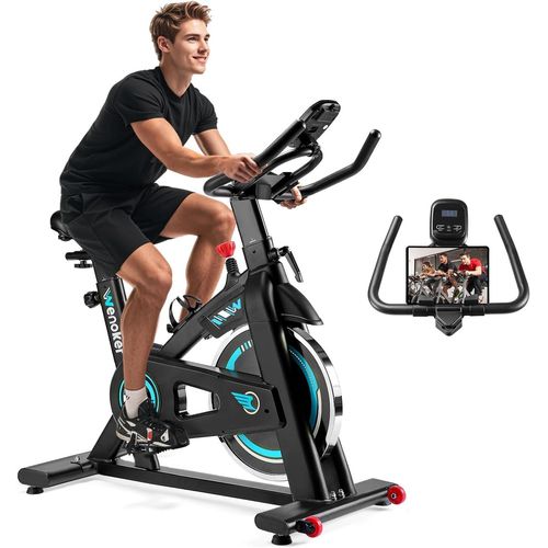 [2025 Aktualisierte]Wenoker Heimtrainer Fahrrad,Indoor Cycling Bike mit LCD-Monitor,Heimtrainer mit Pad-Halterung, Bis 140KG
