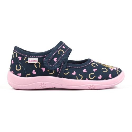 Richter Hausschuh, Klettschuh, Kindergarten Schuh mit süssem Print