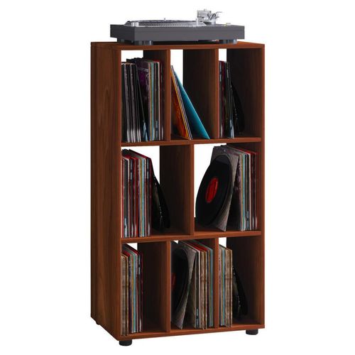 Mid.you Schallplattenregal , Nussbaum , Holzwerkstoff , Holzoptik , 2 Fächer , 60x115x36 cm , Wohnzimmer, Regale, CD & DVD-Regale