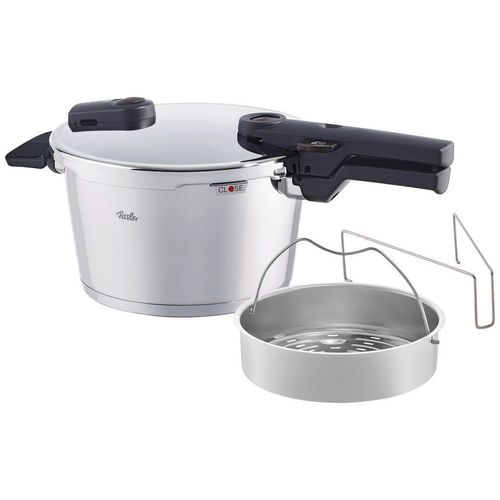Fissler Schnellkochtopf Vitaquick® , Silber , Metall , 4,5 L , Druckregelventil, Sicherheitsverschluss , Kochen, Töpfe, Schnellkochtöpfe