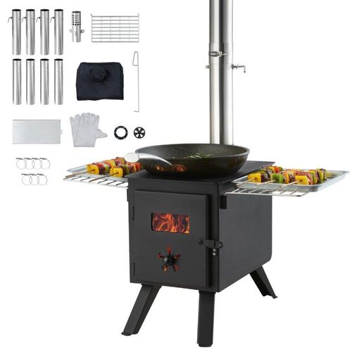 Zeltofen 394 x 608 x 425 mm Campingherd 365 x 250 x 255 mm Kammergröße Gartenofen Campingofen Werkstattofen Holzofen-Outdoor-Kocher-Outdoor-Küche für Camping- Outdoorheizung
