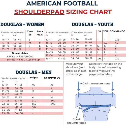 Douglas American Football Schulter Pads | Größe M (Damen) QB / WR / DB / LB / K