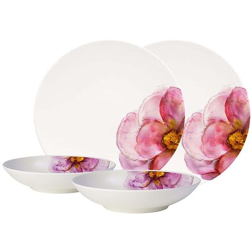 Geschirr-Set VILLEROY & BOCH "Rose Garden", bunt, 4 tlg., Fine China-Porzellan, Geschirr-Sets, Made in Germany, Fine China Porzellan