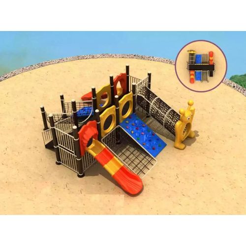 Spielturm Rutsche Kletterturm Bunter Spielplatz Unterhaltung Outdoor