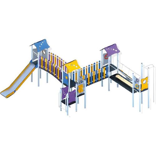 Spielzone Bewegungsfläche Freizeitgelände Spielturm mit Rutsche Kletterturm