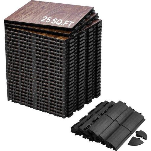 Fitnessstudio Bodenbelag Set 25 teilig - Verschließbare PP+PVC Puzzle-Gummiplatten