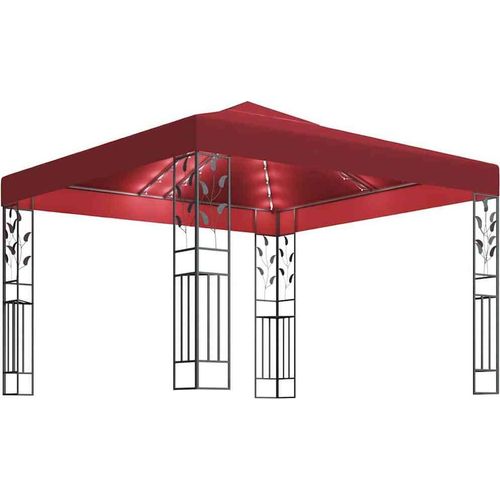 vidaXL Pavillon mit LED-Lichterkette 3x3 m Weinrot