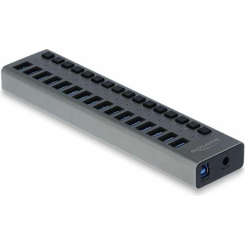 DELOCK Externer USB 5 Gbps Hub mit 16 Ports + Schalter