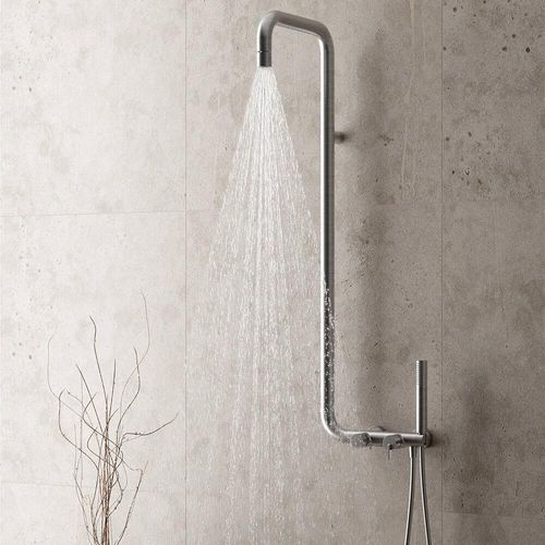 Duschsystem mit Duscharmatur, Stahl gebürstet, SILIA-30