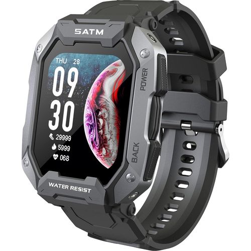 Smartwatch Herren Militär Uhr 1,72 Zoll Fitnessuhr 5ATM IP69K Wasserdicht 24 Sportmodi Outdoor Sportuhr Tactical mit Blutdruckmessung Android IOS