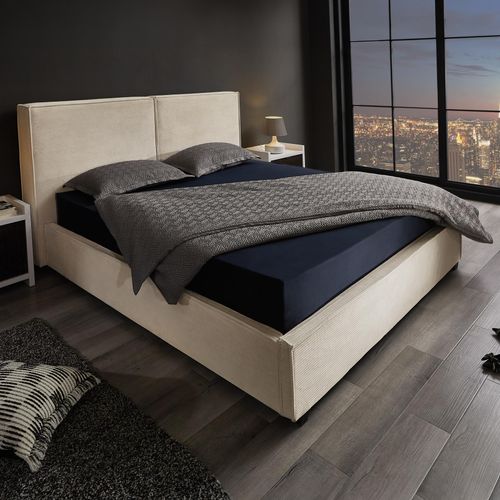 riess-ambiente Modernes Boxbett ROCCO 180x200cm beige Cord mit Stauraum