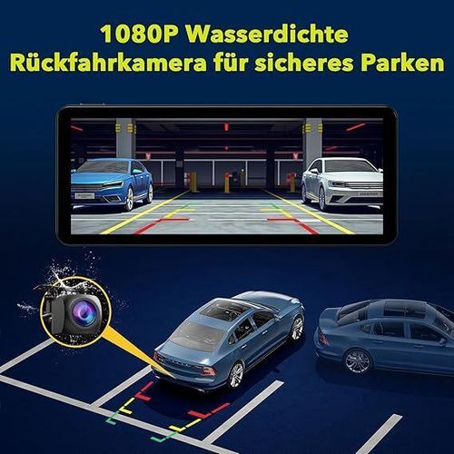 Wireless Car Stereo Screen für Carplay und Android Auto, Autoradio mit 2.5K-Front-Dashcam,1080P-Rückkamera,tragbar 6,86”Touchscreen mit Bluetooth