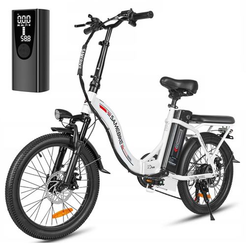 Elektrofahrrad 250W 25km/h 12Ah Samebike CY20 20“ City E-BIKE Weiss+ Korb + Ständer+Aufblaspumpe