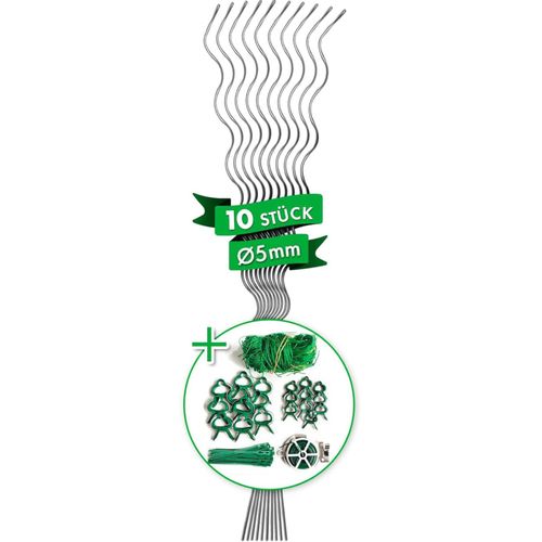 Karat Tomatenspiralstäbe oder Pflanzstäbe 10er Set inkl. Zubehörset Tomatenspiralstäbe