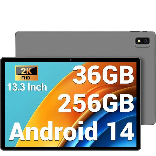 Tablet 13.3 Zoll 2K Octa-Core MAGCH, 36GB+256GB(1TB TF), Android 14.0, 2000*1200 FHD, 5GHz WIFI, Widevide L3, 11580mAh, 13MP+8MP, Grau