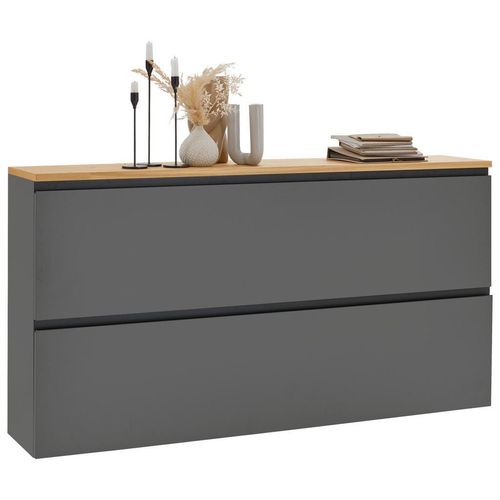 Dieter Knoll Hängeschuhschrank , Grau, Eiche , Holzwerkstoff , Balkeneiche , furniert , 4 Fächer , 160x83x31 cm , Made in Germany , Typenauswahl,