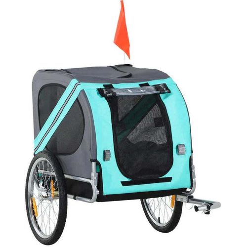 Rootz Haustieranhänger – Haustier-Fahrradanhänger – Fahrradanhänger – Haustier-Fahrradträger – faltbarer Regenschutz – Grau/Grün – 130 x 73 x 90 cm
