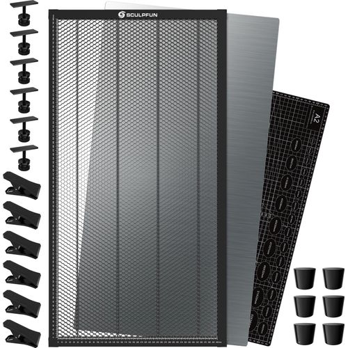 SCULPFUN H3 400 x 800 mm Laserschneid-Wabenplatten-Werkbank Geeignet fuer Dioden-CO2-Lasergravurmaschine Professionelle Metallklemmen Einfach zu beobachtender Desktop-Schutz zum Schnitzen von Holz/Leder/Metall/Acryl