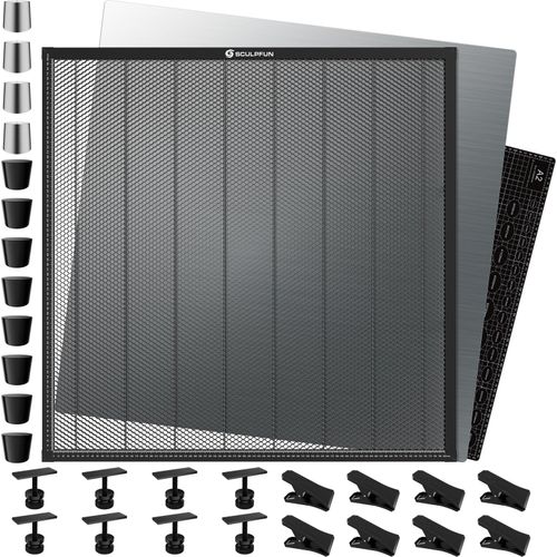 SCULPFUN H3 800 x 800 mm Laserschneid-Wabenplatten-Werkbank Geeignet fuer Dioden-CO2-Lasergravurmaschine Professionelle Metallklemmen Einfach zu beobachtender Desktop-Schutz zum Schnitzen von Holz/Leder/Metall/Acryl