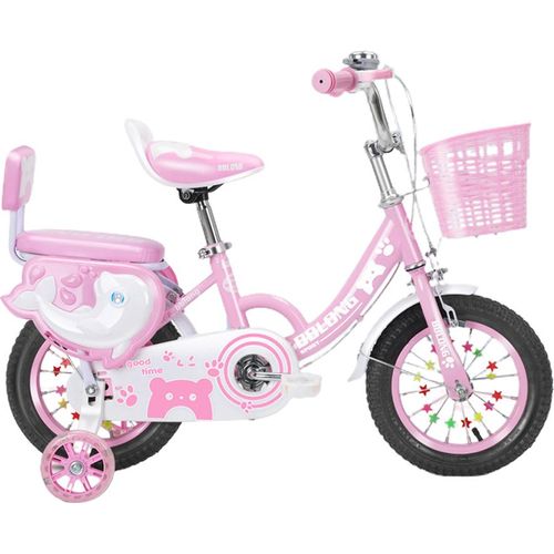 Kinderfahrrad 18 Zoll Fahrrad fuer Maedchen im Alter von 3-13 Jahren mit Stuetzraedern Korb Schutznetz Moderad