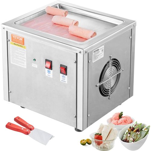 Maschine für frittierte Eisrollen, 28 x 24 x 2 cm Pfanne zum Frittieren von Eis, Eismaschine mit Kompressor und 2 Schabern, zur Herstellung von Eis, Gefrorenem Joghurt und Eisrollen