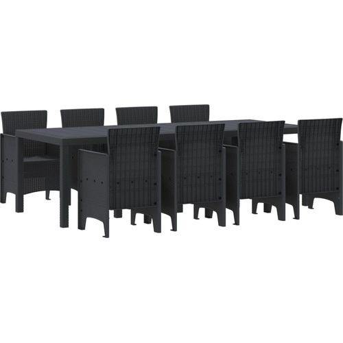 Möbel 9-teiliges Garten Essset Anthrazit Poly-Rattan - Gartentische 3378732
