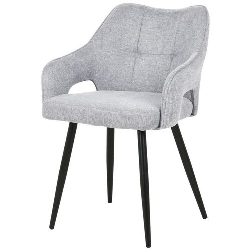 Mid.you Armlehnstuhl , Hellgrau , Holz, Metall, Textil , Pappel , Sperrholz , Rundrohr , 60.5x81.5x55.5 cm , inklusive Armlehnen , Esszimmer, Stühle,