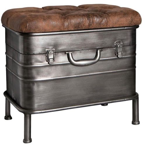 Carryhome Sitzbank , Anthrazit, Braun , Metall, Textil , 1-Sitzer , 51x48x34 cm , Truhe im Sitz , Esszimmer, Bänke, Sitzbänke