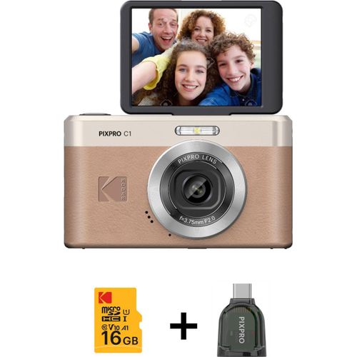 KODAK Digitalkamera Pixpro C1 CMOS 5x 16MP Braun - Bundle