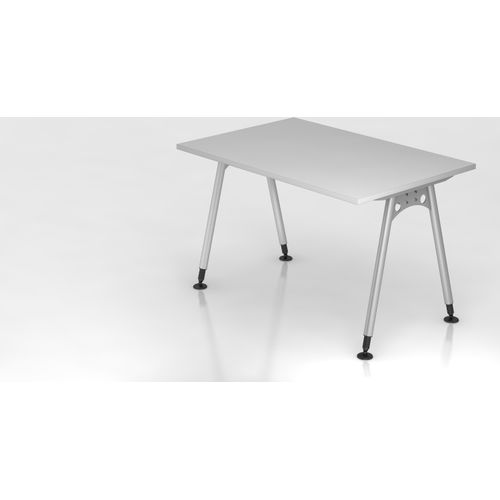 Schreibtisch A-Serie | inkl. Kabelwanne | A-Fuß | höheneinstellbar, Größe Tischplatte:120 x 80 cm, Farbe Tischplatte:Grau