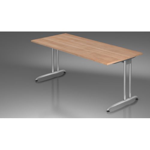 Schreibtisch B-Serie | C-Fuß | inkl. Kabelwanne, Größe Tischplatte:180 x 80 cm, Farbe Tischplatte:Nussbaum