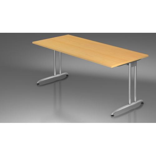 Schreibtisch B-Serie | C-Fuß | inkl. Kabelwanne, Größe Tischplatte:180 x 80 cm, Farbe Tischplatte:Buche