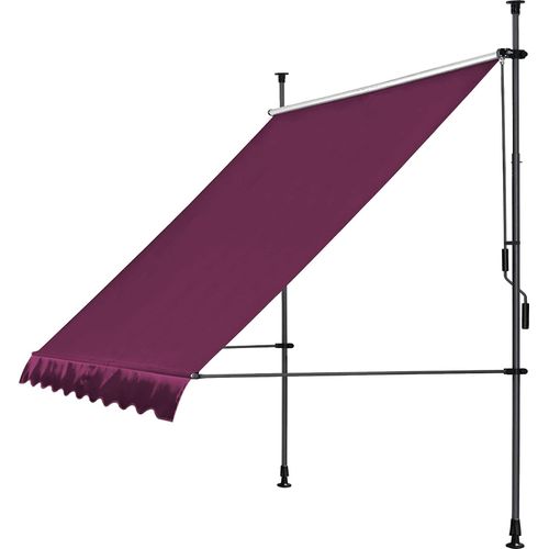 Klemmmarkise 200x130cm Bordeaux Balkonmarkise Sonnenschutz Terrassenüberdachung Höhenverstellbar von 200-290cm Markise Balkon ohne Bohren