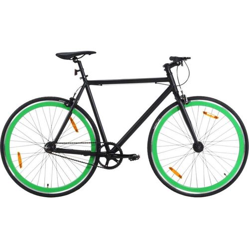 Fahrrad mit Festem Gang Schwarz und Grün 700c 55 cm