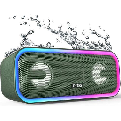 Bluetooth Lautsprecher, 24W Stereo Sound, Extra Bass,15hAkku,IPX6 Wasserdicht, Bunten Lichtshow, Stereo Pairing, Musikbox Bluetooth für Handy, Draußen