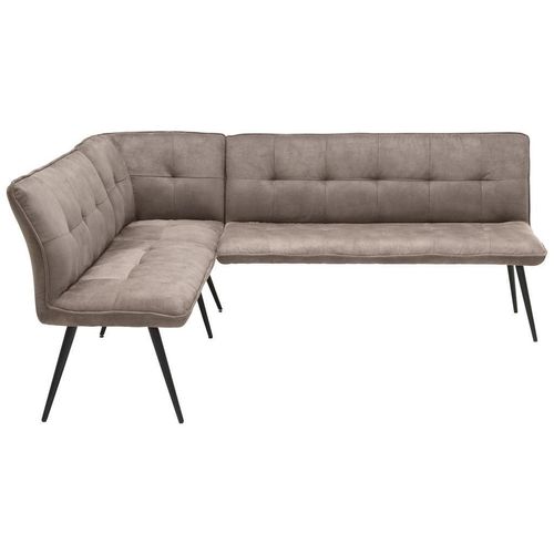 Hom`in Eckbank , Braun, Schwarz , Metall, Textil , 5-Sitzer , links montierbar, rechts montierbar , 210x170 cm , Esszimmer, Bänke, Eckbänke