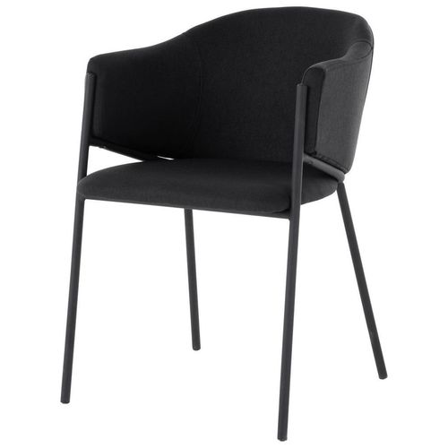 Mid.you Armlehnstuhl , Schwarz , Holz, Metall, Textil , Pappel , Sperrholz , Rundrohr , 53x77x60 cm , FSC , Esszimmer, Stühle, Esszimmerstühle,