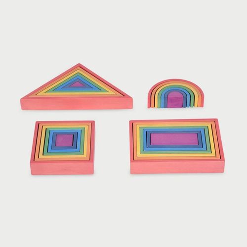 TickiT Holzformen Spielset - Regenbogen Architekt Spielzeug - 28 Stück