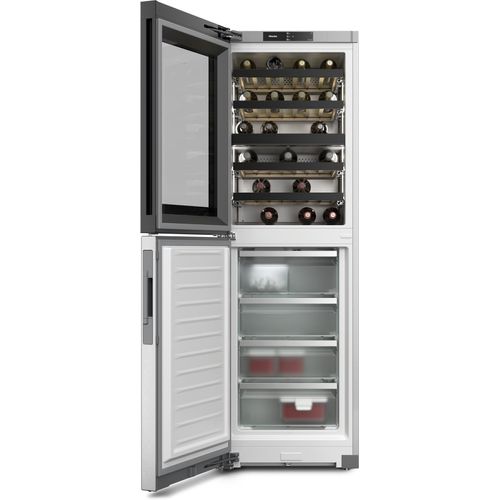 MIELE Weinkühlschrank "KWNS 4784 DE", D (A-G), silber (edelstahl cleansteel), B:59,7cm H:185,4cm T:67,9cm, Weinkühlschränke