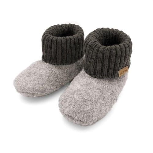 Hüttenschuhe MAXIMO, Kinder, Gr. 19/20, graumeliert, anthrazit, Obermaterial: 100% Wolle. Futter: 100% Polyacryl, meliert, mehrfarbig, casual, Schuhe, Lauflernschuhe, Wagenschuhe, Elastisches Bündchen