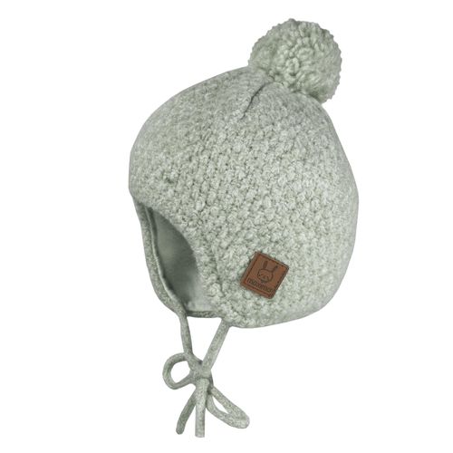 Bommelmütze MAXIMO, Jungen, Gr. 39, herbalmeliert, Strick, Materialmix, unifarben, Mützen, weiche Wollmischung, Bommel, Bindeband, gefüttert