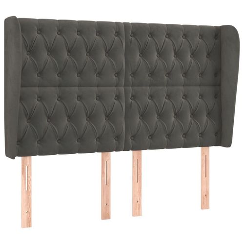 vidaXL Kopfteil mit Ohren Dunkelgrau 163x23x118/128 cm Samt