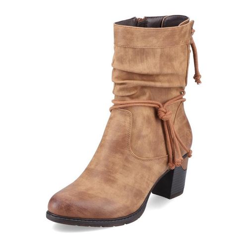 Cowboy Stiefelette RIEKER, Damen, Gr. 42, braun (hellbraun), Lederimitat, used, Schuhe, Westernstiefelette, Stiefelette mit Slouchy-Schaft