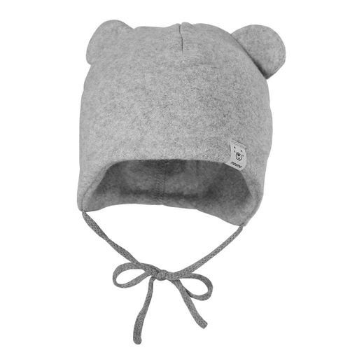 Fleecemütze MAXIMO, Baby, Gr. 45, grau (graumeliert), Fleece, Baumwolle, casual, Mützen, mit Öhrchen, zum Binden, Einfarbig