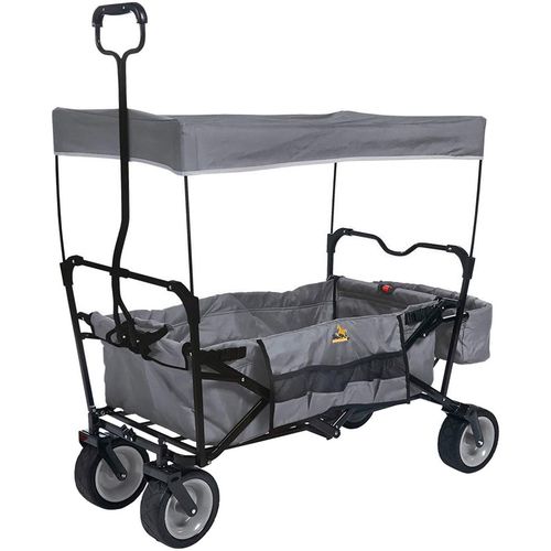 Bollerwagen PINOLINO "Paxi, grau", schwarz (schwarz, grau), Bollerwagen, Kinder, Kunststoff, Metall, BxTxH: 124x59x66 cm
