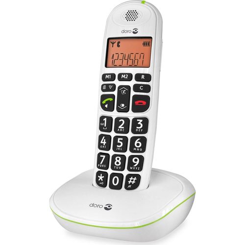 Doro PhoneEasy 100w, Analoges/DECT-Telefon, Kabelloses Mobilteil, Freisprecheinrichtung, 20 Eintragungen, Anrufer-Identifikation, Weiß